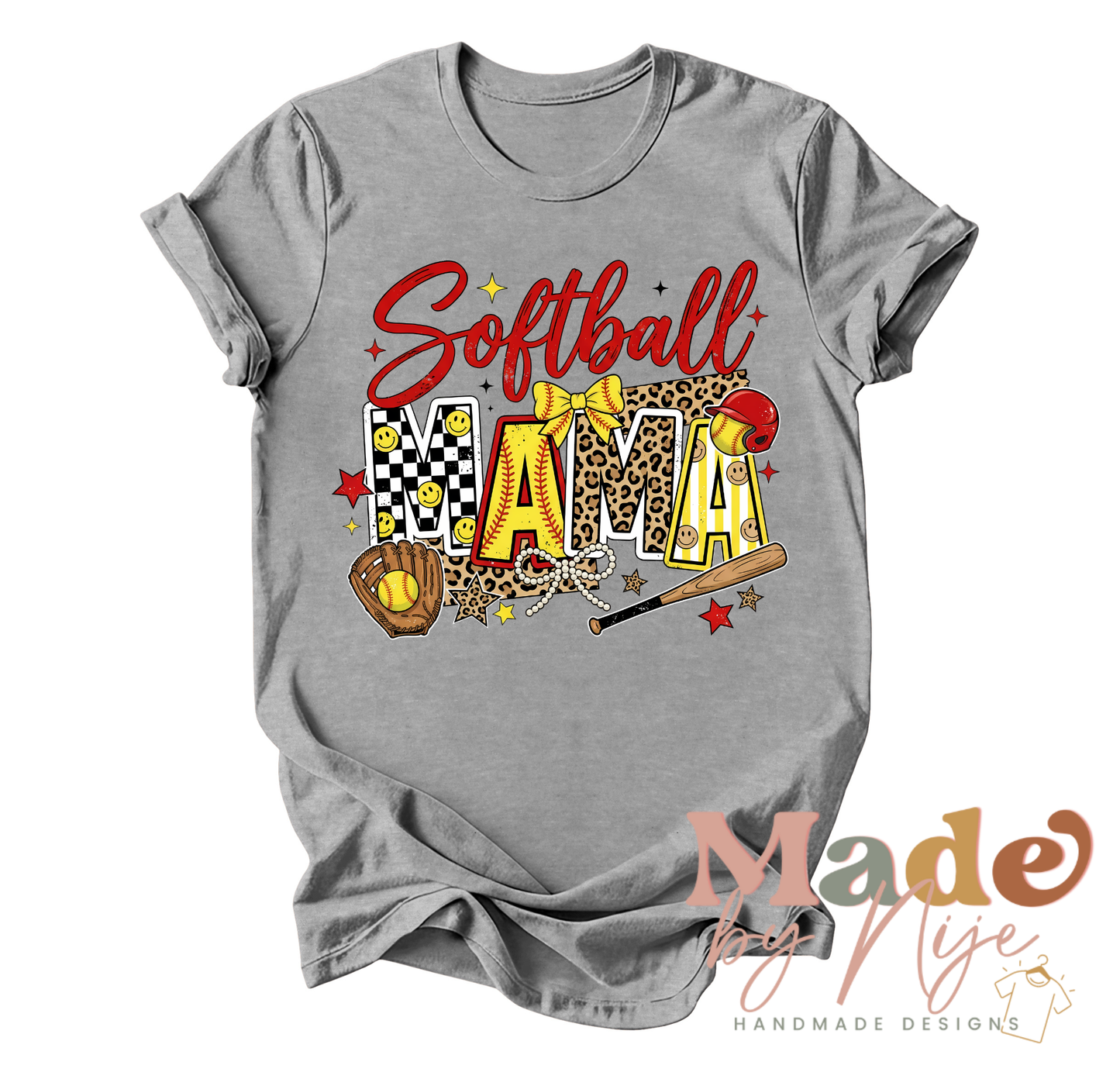Leopard Softball Mama Tee