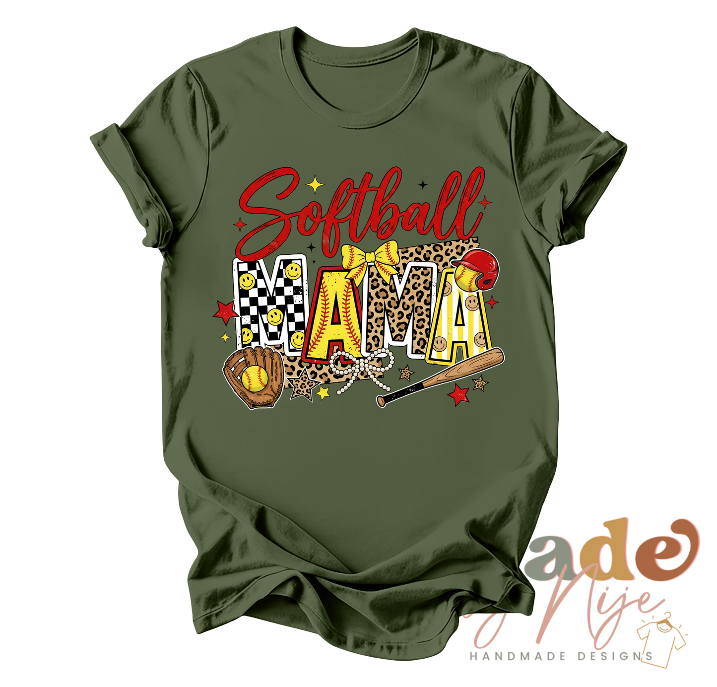 Leopard Softball Mama Tee