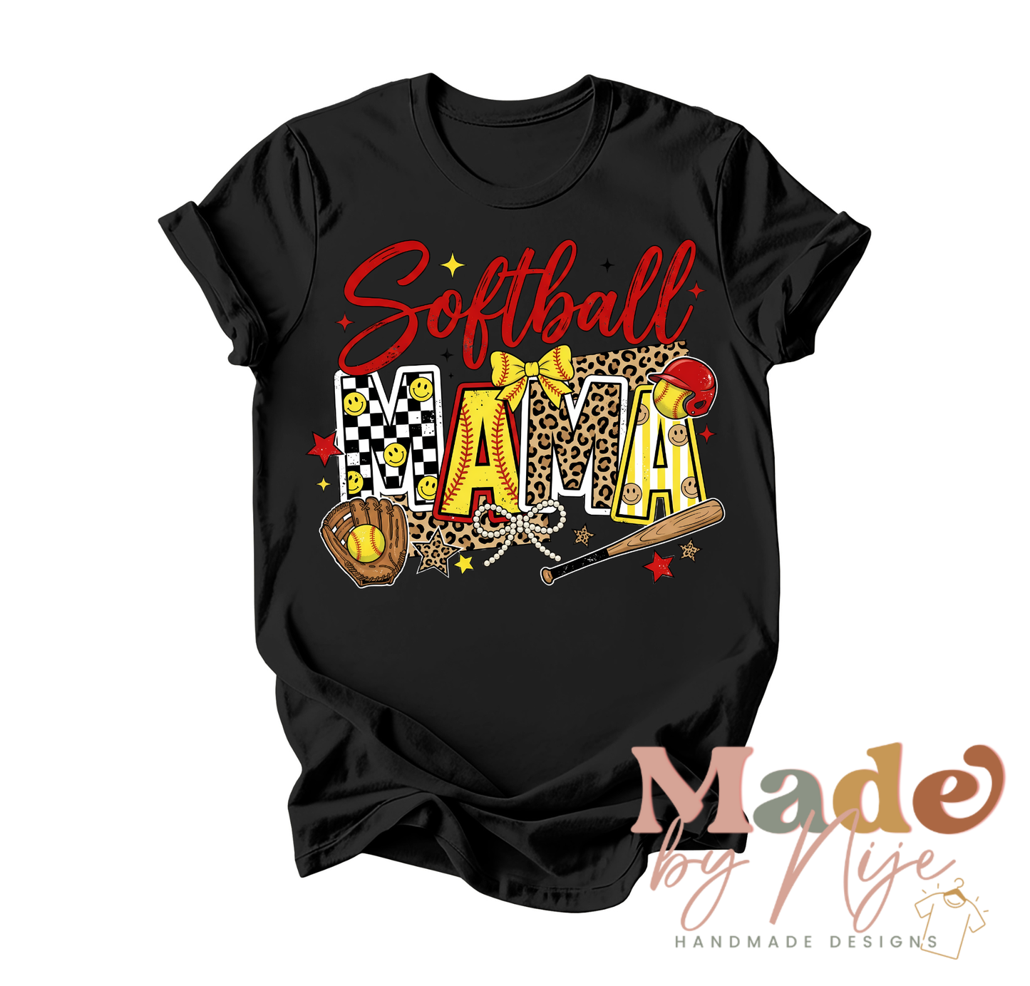 Leopard Softball Mama Tee