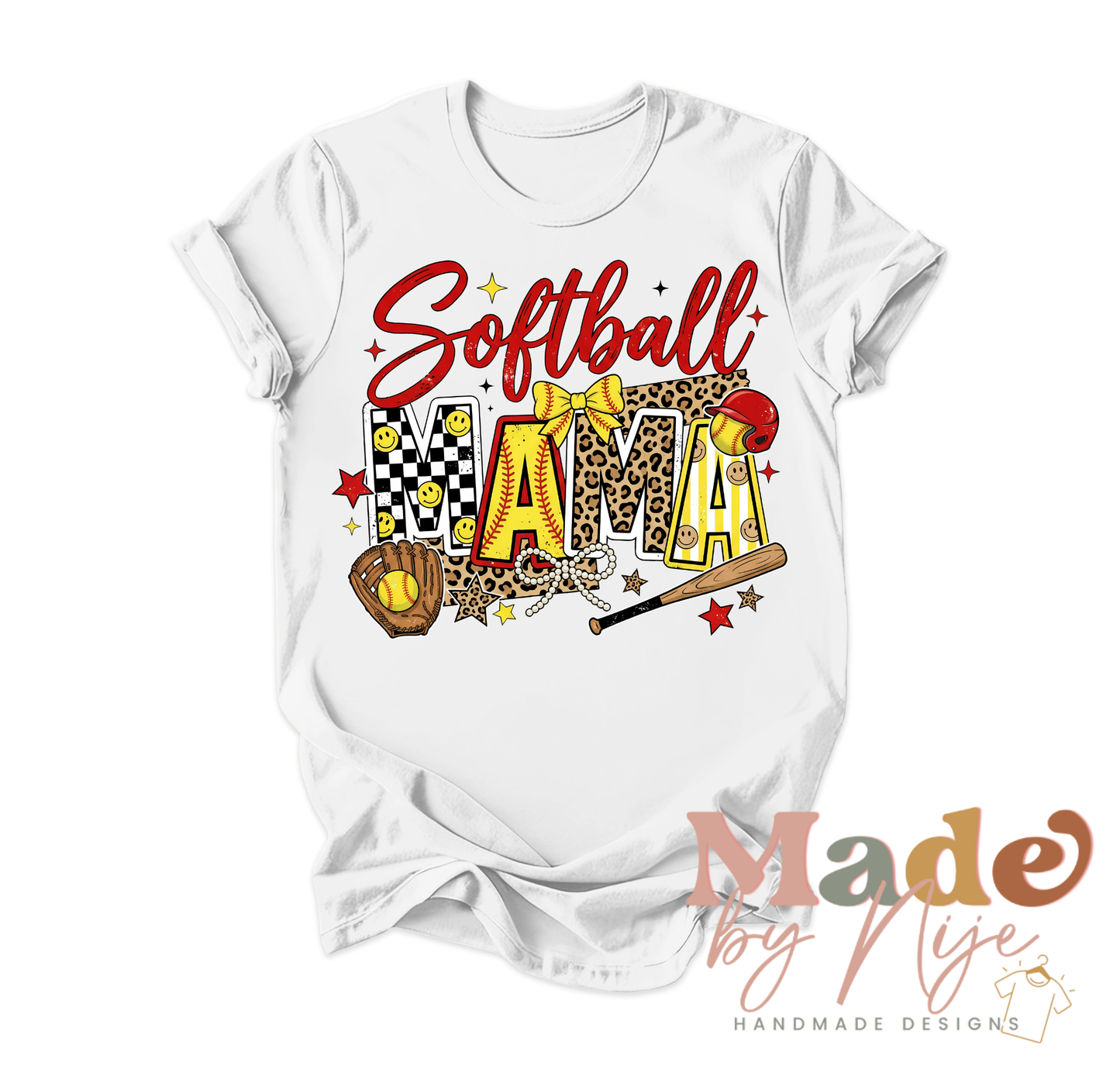 Leopard Softball Mama Tee